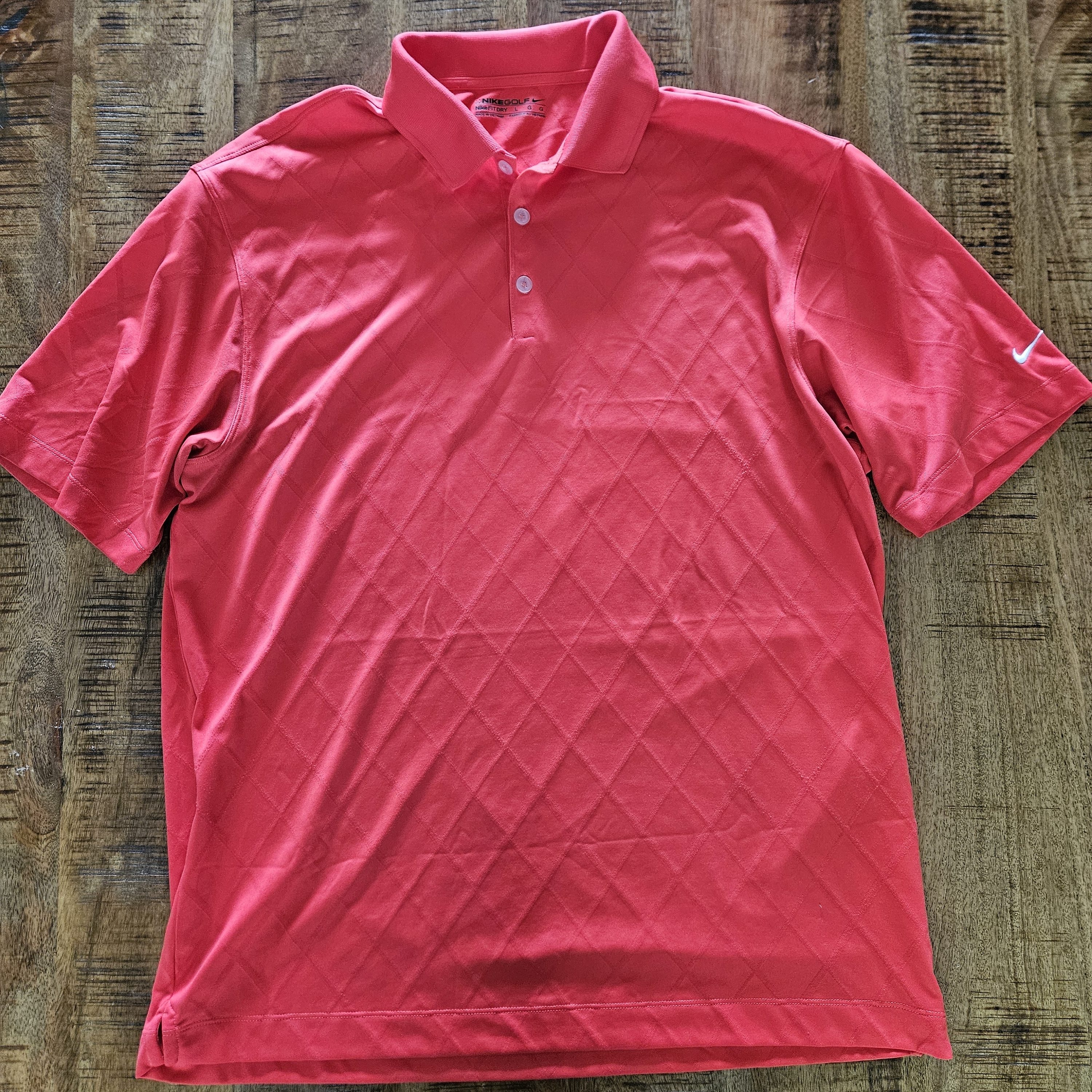 Nike Men's Coral Pink Short Sleeve Polo Large